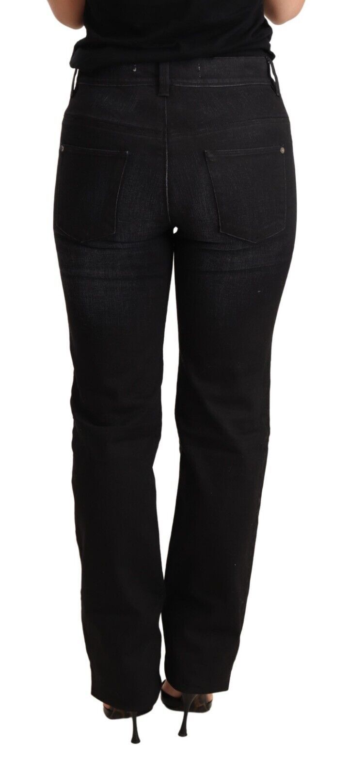 Ermanno Scervino Black Washed Straight Denim Trouser Cotton Women's Jeans