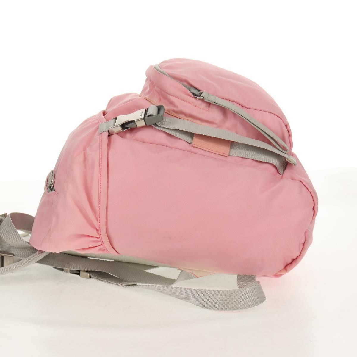 Prada Double Buckle Tessuto Pink Nylon Backpack Bag (Pre-Owned)