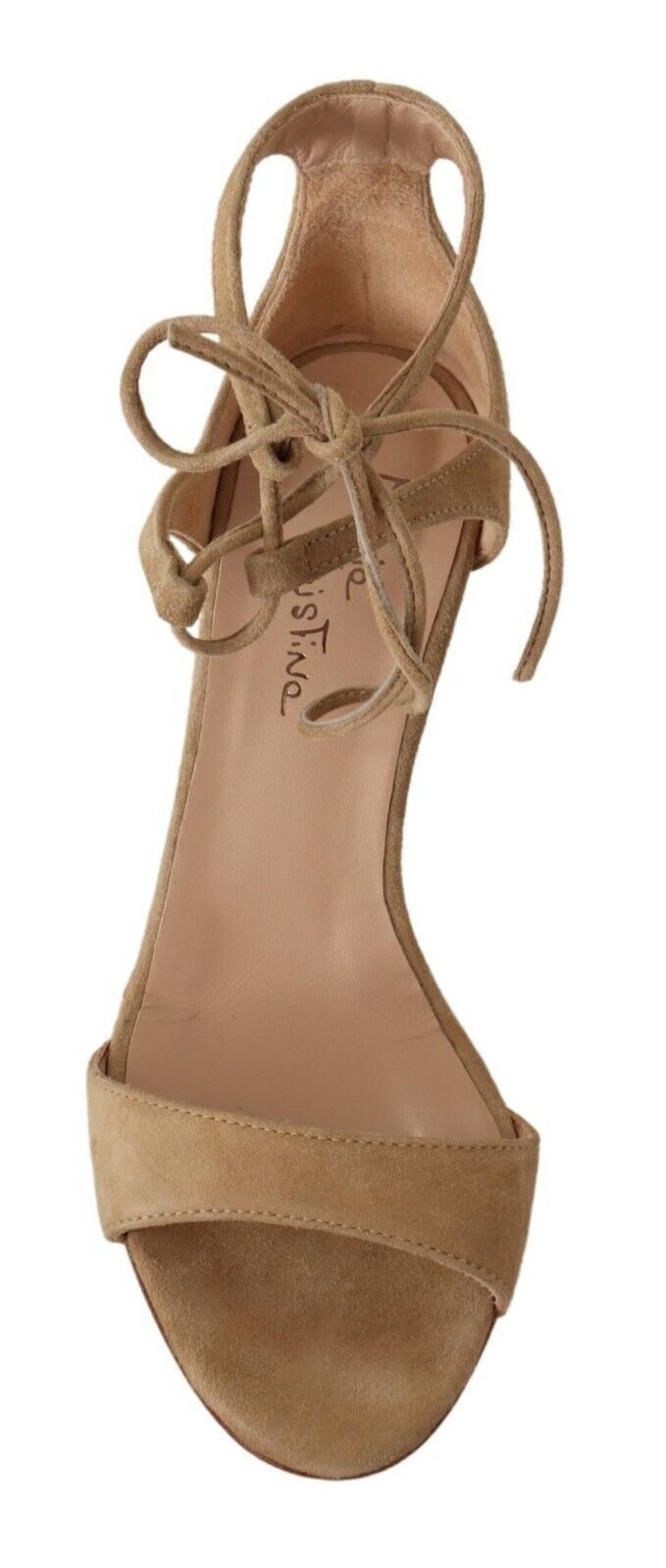 Maria Christina Elegant Beige Suede Ankle Strap Women's Heels