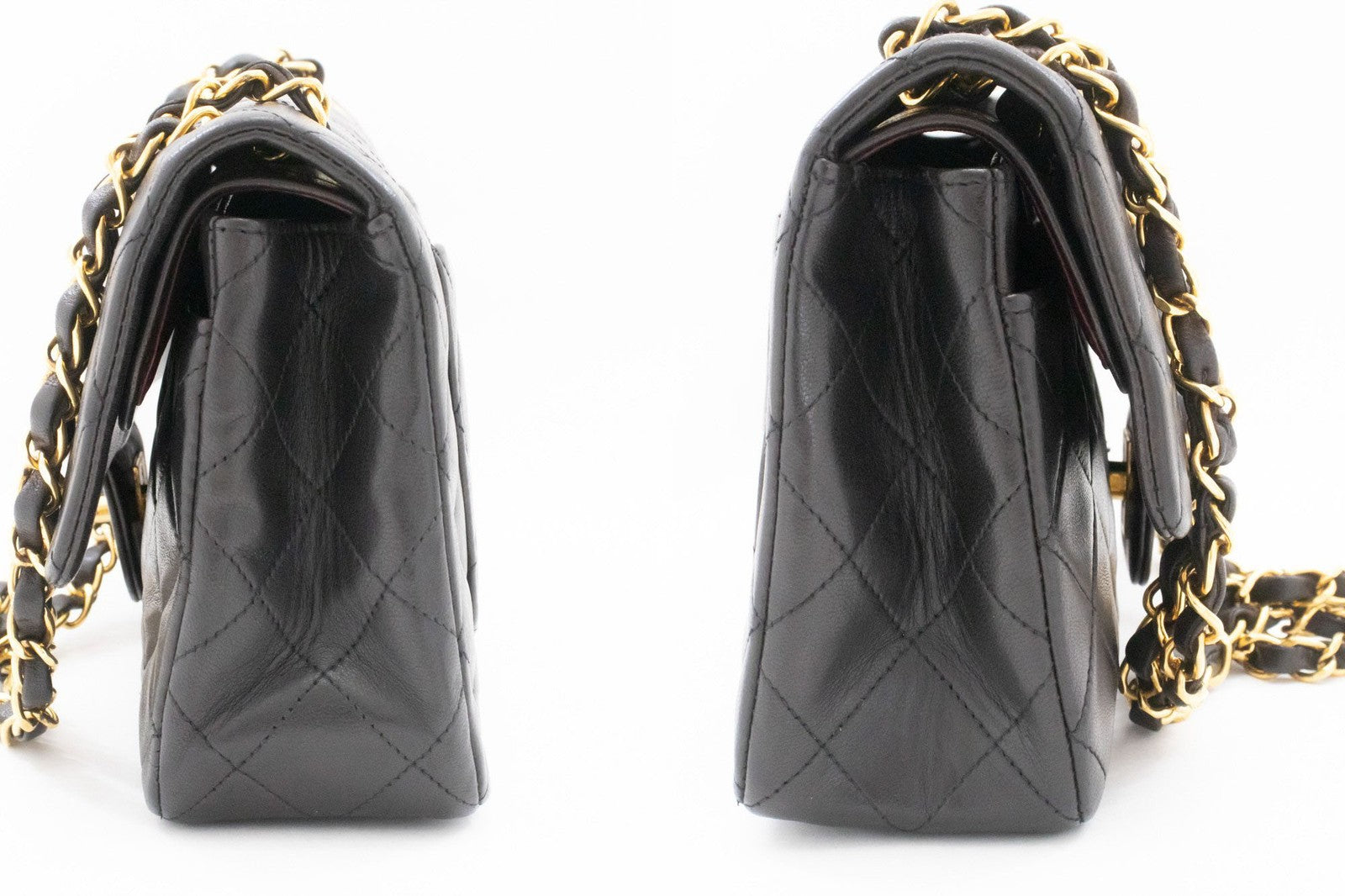 Chanel Classic Flap Lambskin Black Leather Crossbody Bag Bag (Pre-Owned)