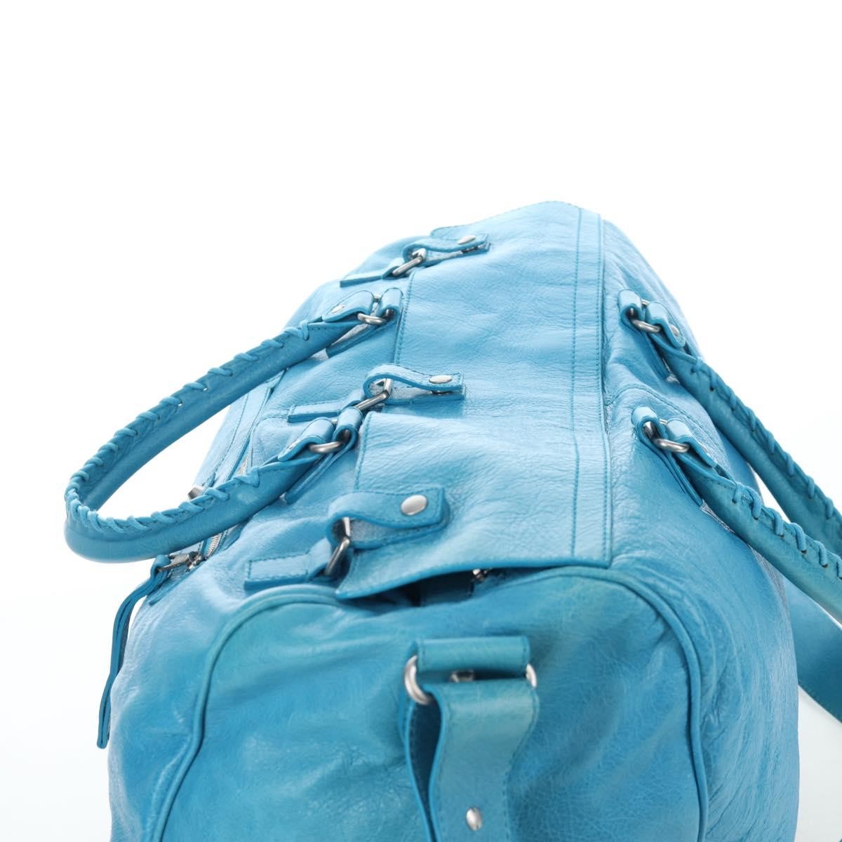 Balenciaga Squash Duffle Leather Blue Leather Handbag (Pre-Owned)