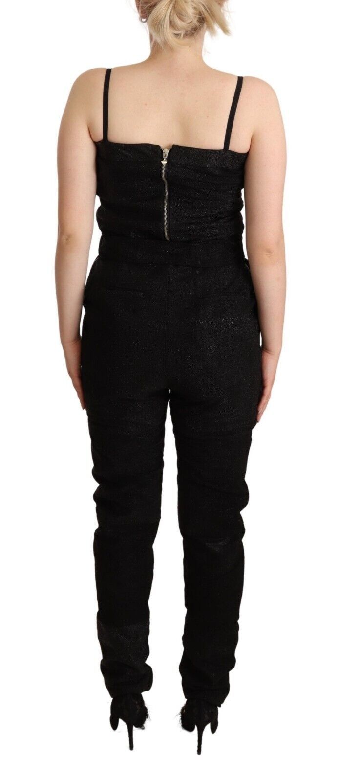 La Maison du Couturier Elegant Sleeveless Jumpsuit Dress in Women's Black