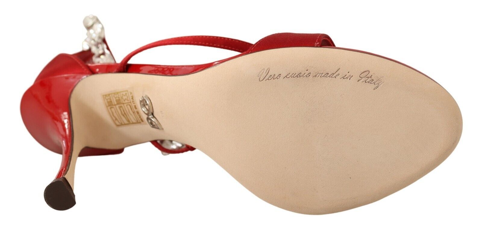 Dolce & Gabbana Red Crystal-Embellished Heel Women's Sandals