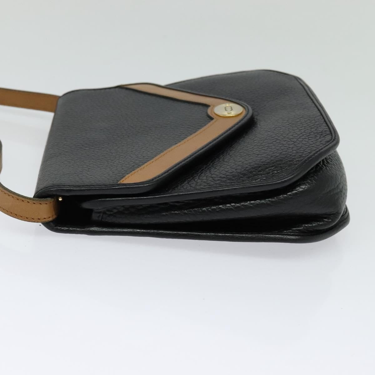 Christian Dior Vintage Cd Flap Leather Black Leather Shoulder Bag Bag (Pre-Owned)