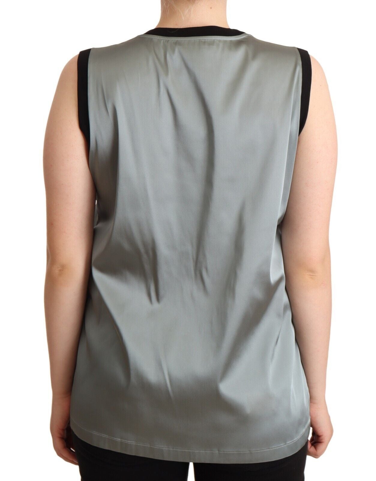 Dolce & Gabbana Silver Round Neck Sleeveless Casual Tank Women's Top