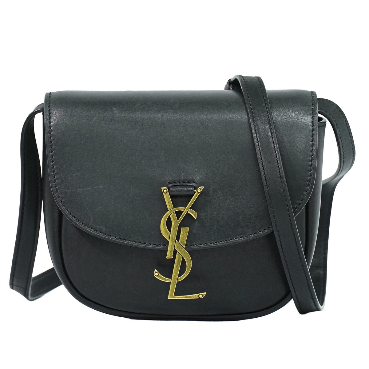 Saint Laurent Kaia Leather Black Leather Shoulder Bag Bag (Pre-Owned)