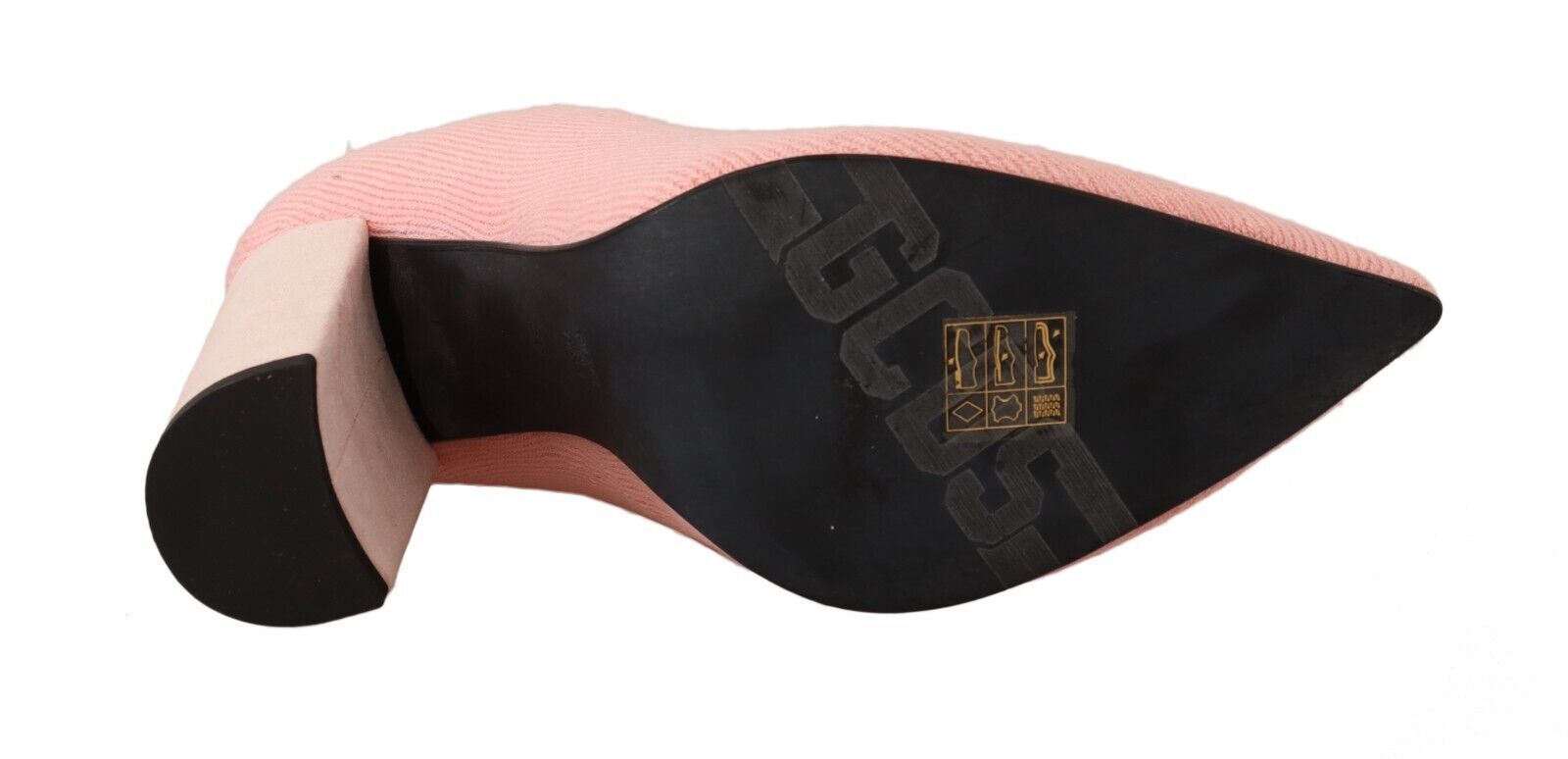 GCDS Pink Suede Logo Socks Block Heel Ankle Boots Women's Shoes