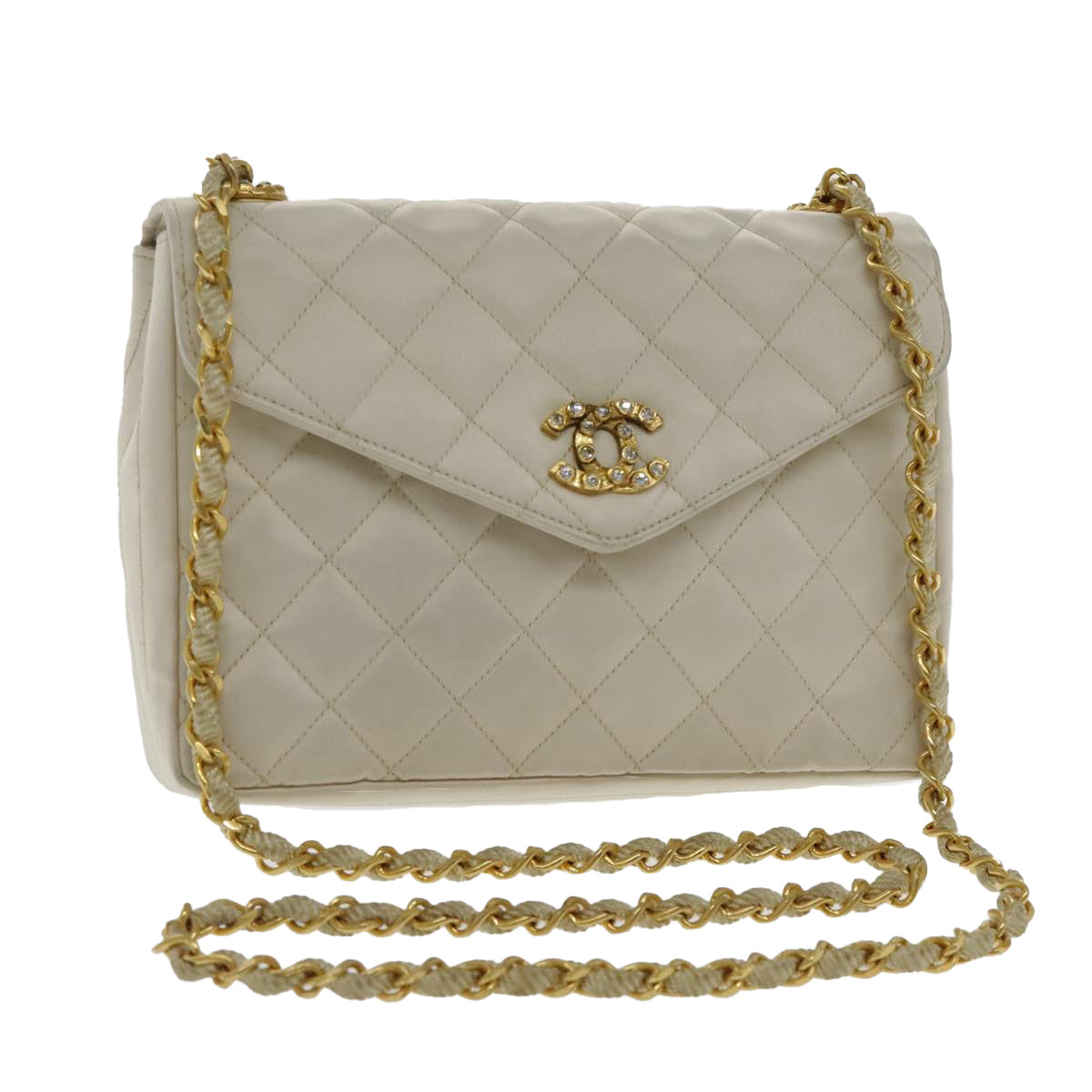 Chanel Single Flap Beige Leather Shoulder Bag (Pre-Owned)