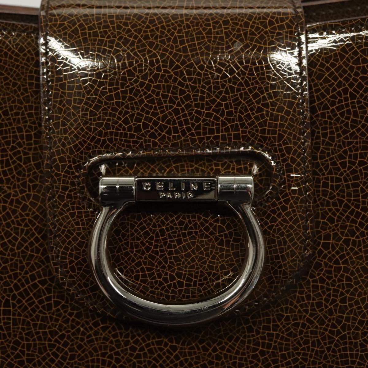 Celine Shoulder Leather Khaki Patent_Leather Shoulder Bag Bag (Pre-Owned)