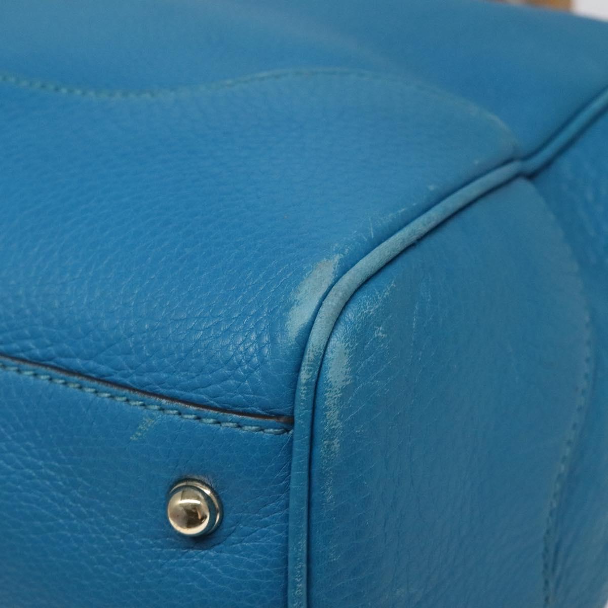 Gucci Bamboo Blue Leather Handbag (Pre-Owned)
