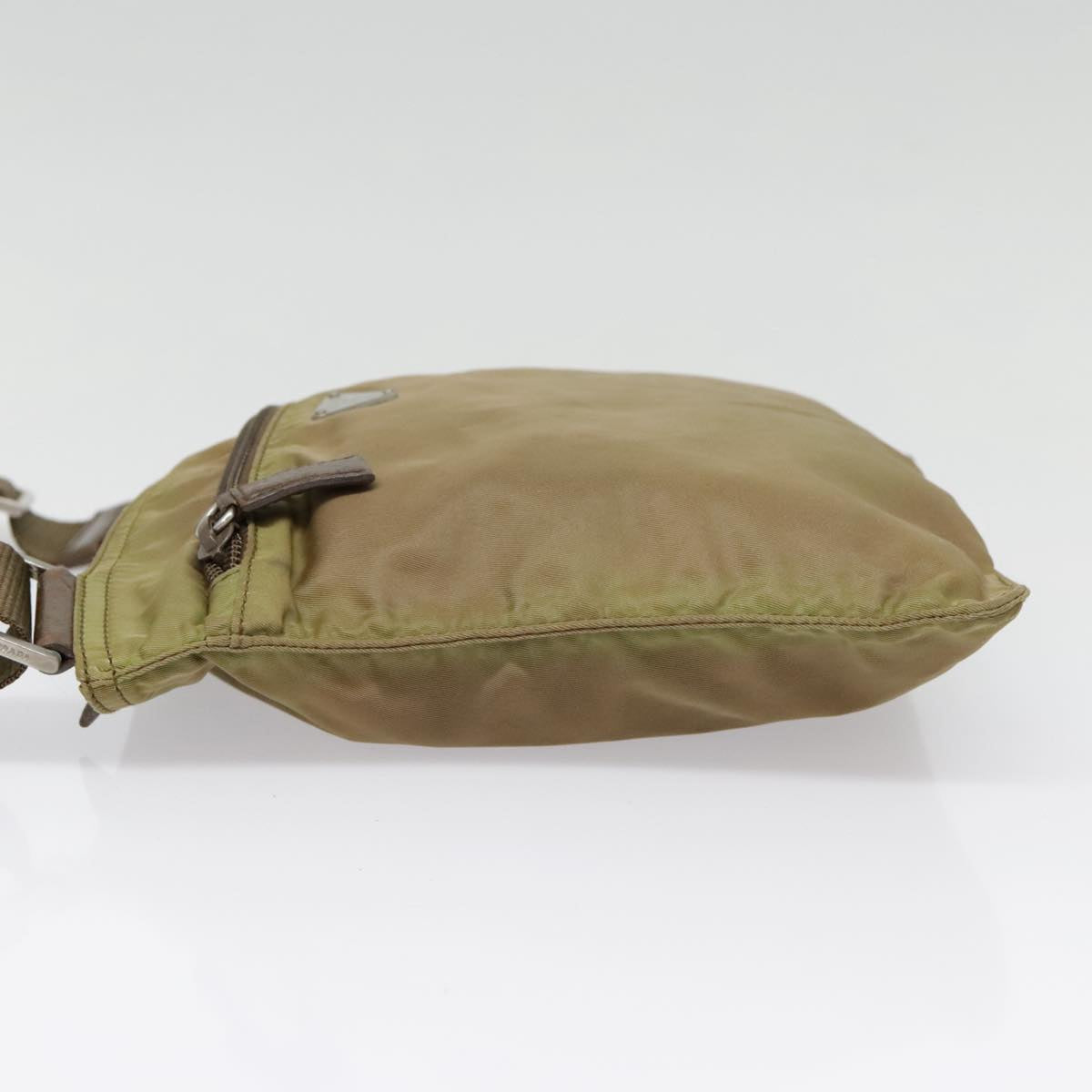 Prada Triangle Logo Khaki Synthetic Shoulder Bag (Pre-Owned)
