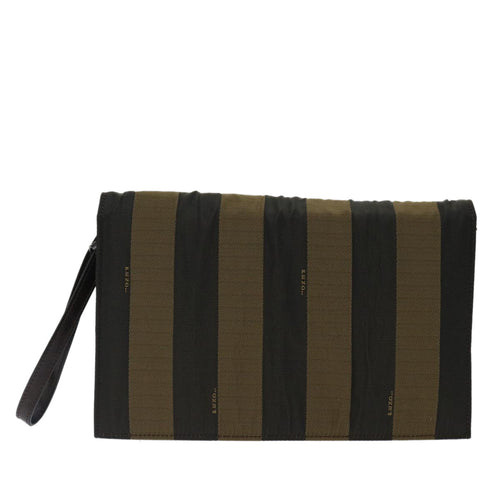 Fendi Pecan Black Canvas Clutch Bag (Pre-Owned)