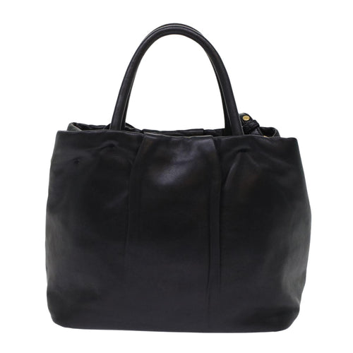 Prada Ribbon Black Leather Handbag (Pre-Owned)