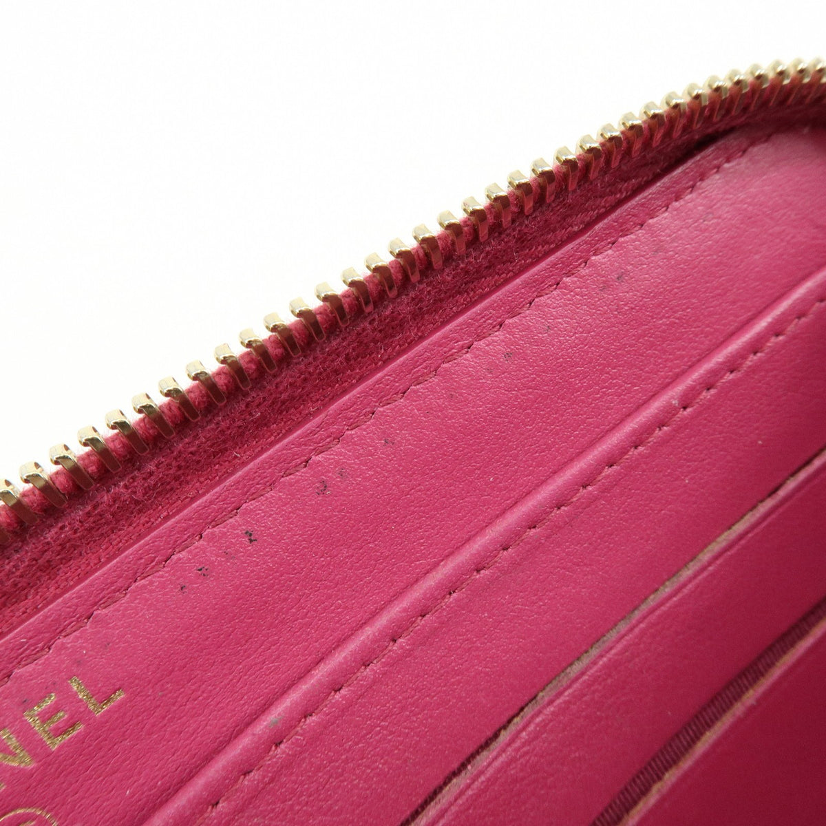 Chanel Zip Around Camellia Patent Pink Calfskin Wallets Accessory (Pre-Owned)