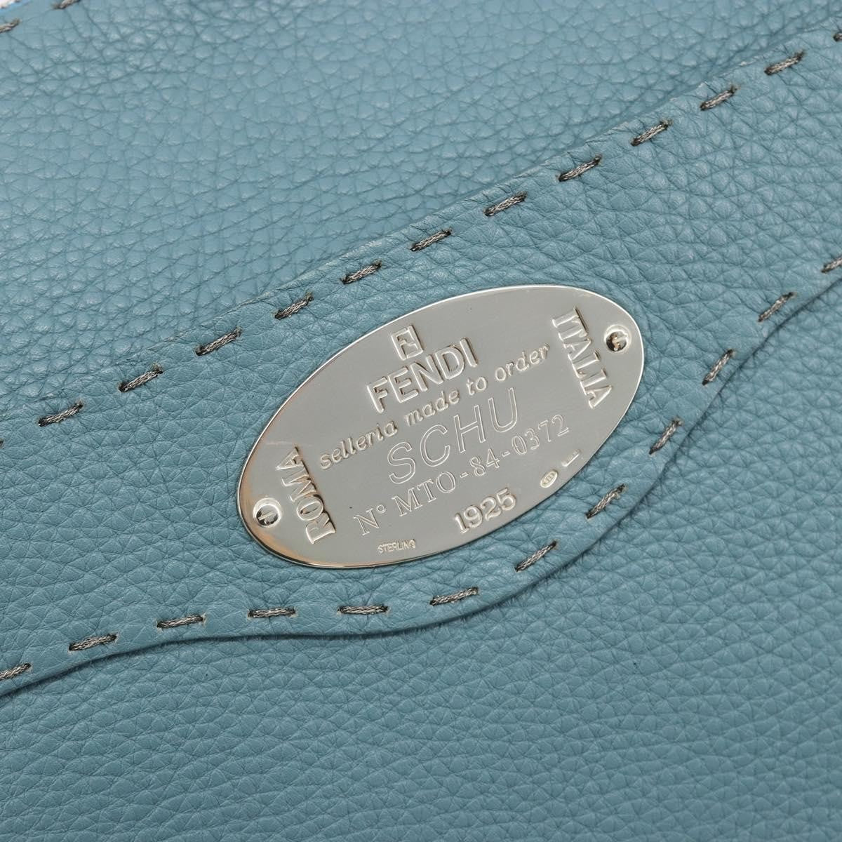Fendi Vintage Selleria Zip Messenger Leather Blue Leather Shoulder Bag Bag (Pre-Owned)