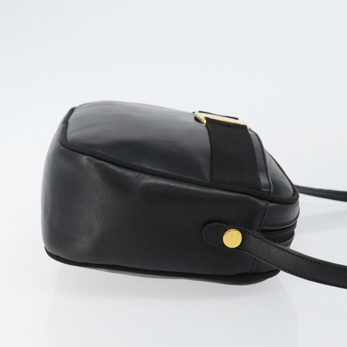 Salvatore Ferragamo Vala Leather Black Leather Shoulder Bag Bag (Pre-Owned)
