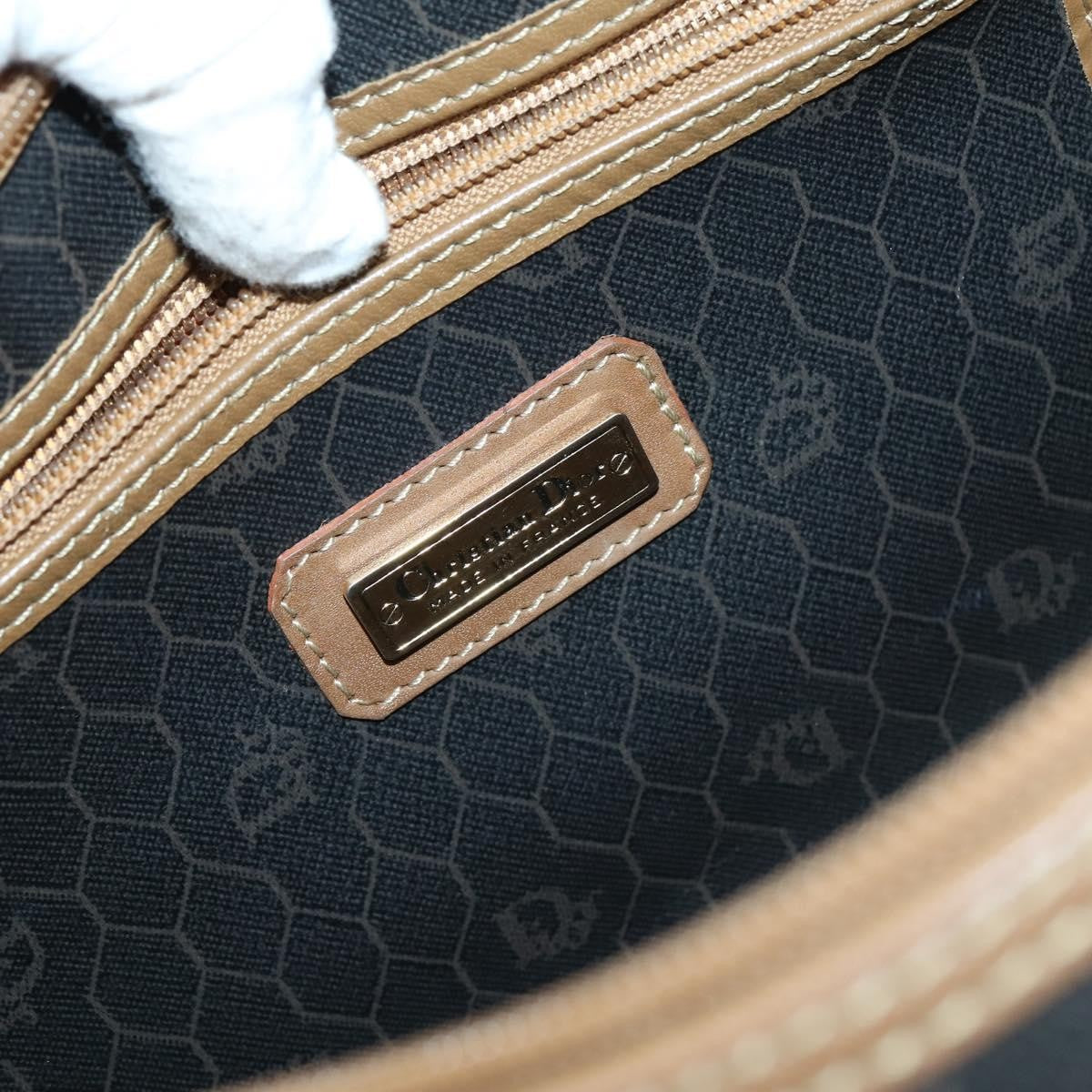 Christian Dior Vintage Honeycomb Boston Canvas And Leather Black Canvas Travel Bag Bag (Pre-Owned)