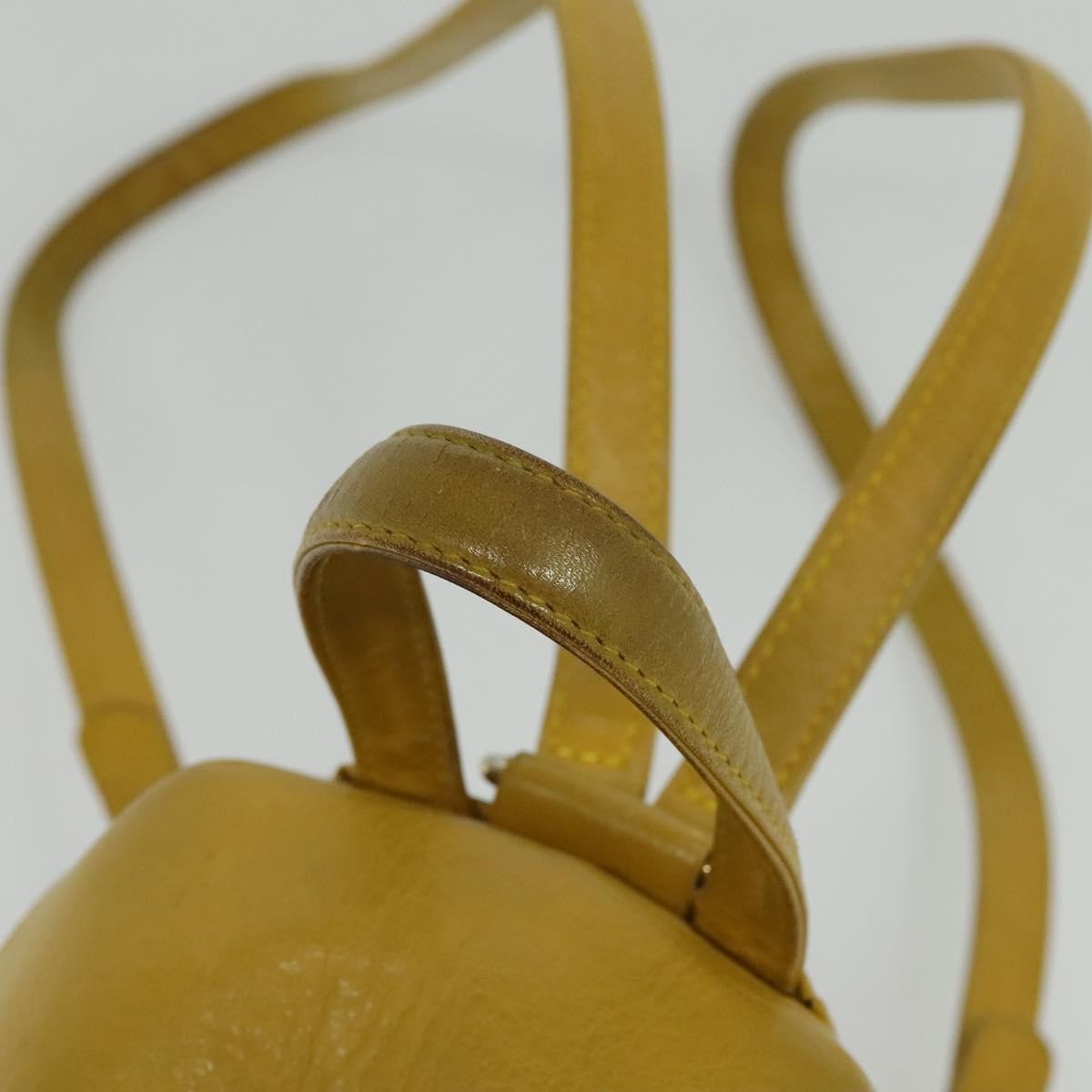 Christian Dior Vintage Flap Leather Yellow Leather Backpack Bag (Pre-Owned)