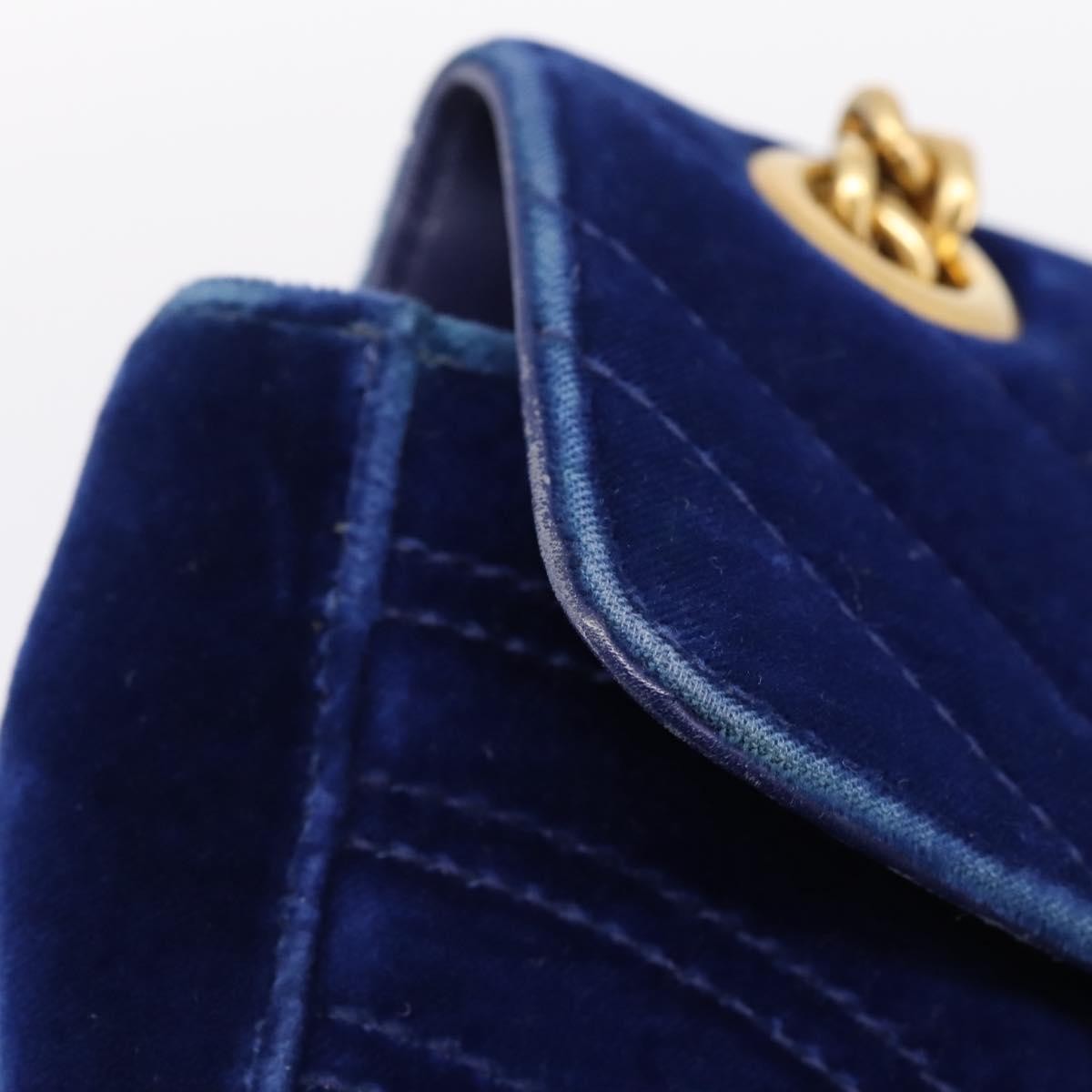 Gucci Gg Marmont Matelassé Velvet Blue Velvet Shoulder Bag Bag (Pre-Owned)