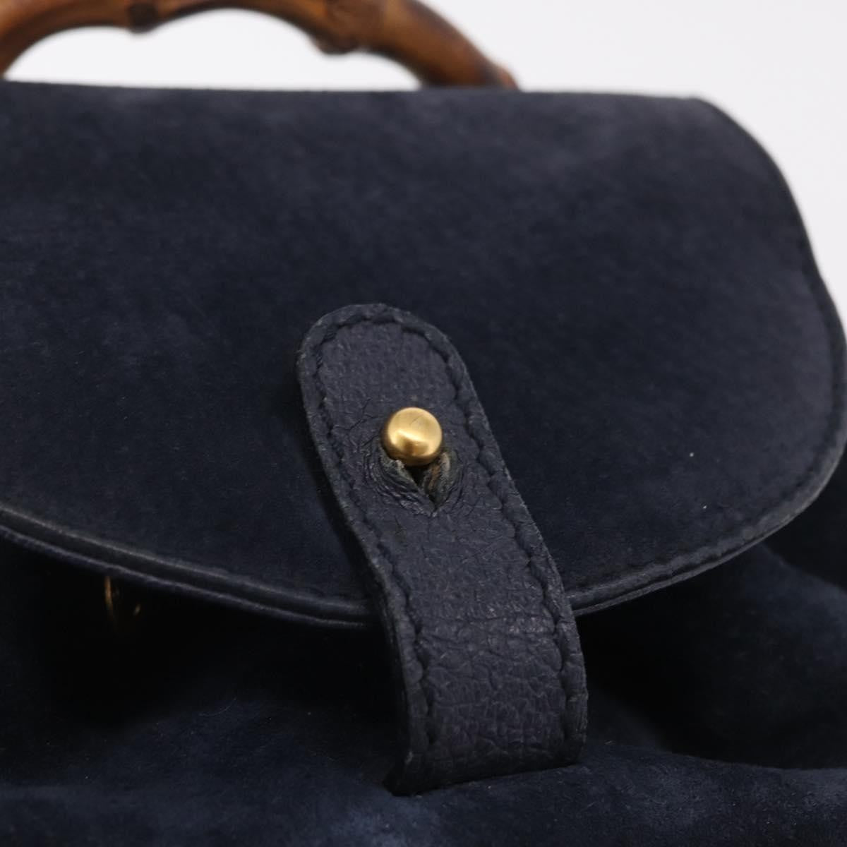 Gucci Vintage Bamboo Suede Navy Suede Backpack Bag (Pre-Owned)