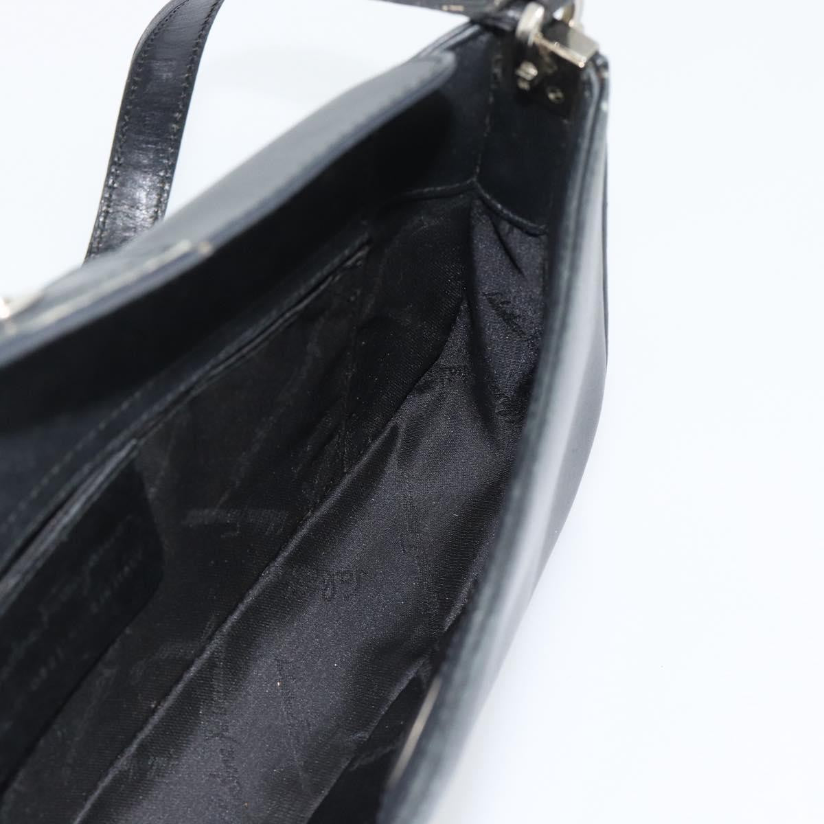 Salvatore Ferragamo Gancini Leather Black Leather Shoulder Bag Bag (Pre-Owned)