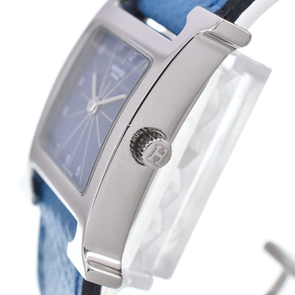 Hermes Heure H Quartz Plated Metal And Leather Watch (Pre-Owned)