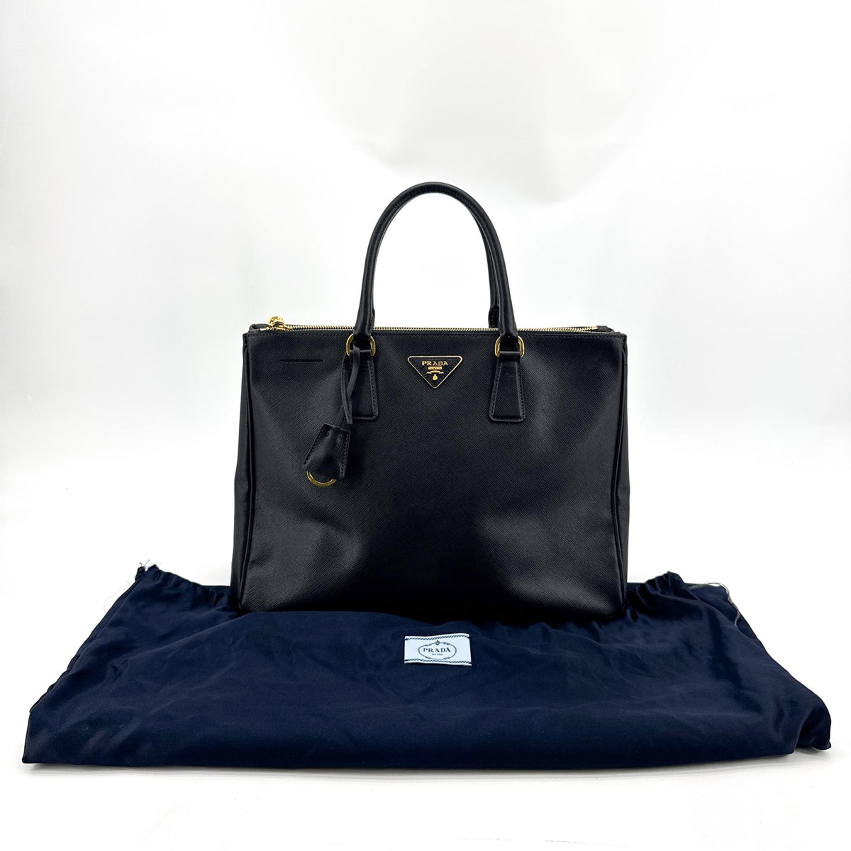 Prada Galliera Saffiano Leather Black Leather Handbag (Pre-Owned)