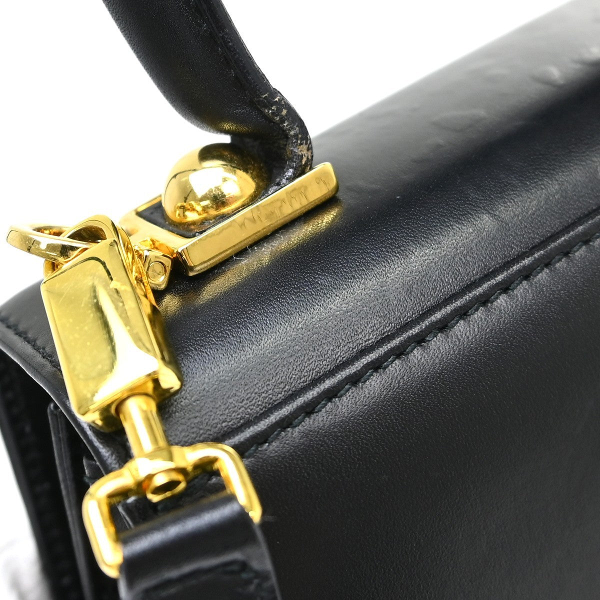 Salvatore Ferragamo Gancini Convertible Top Handle Leather Black Leather Handbag (Pre-Owned)