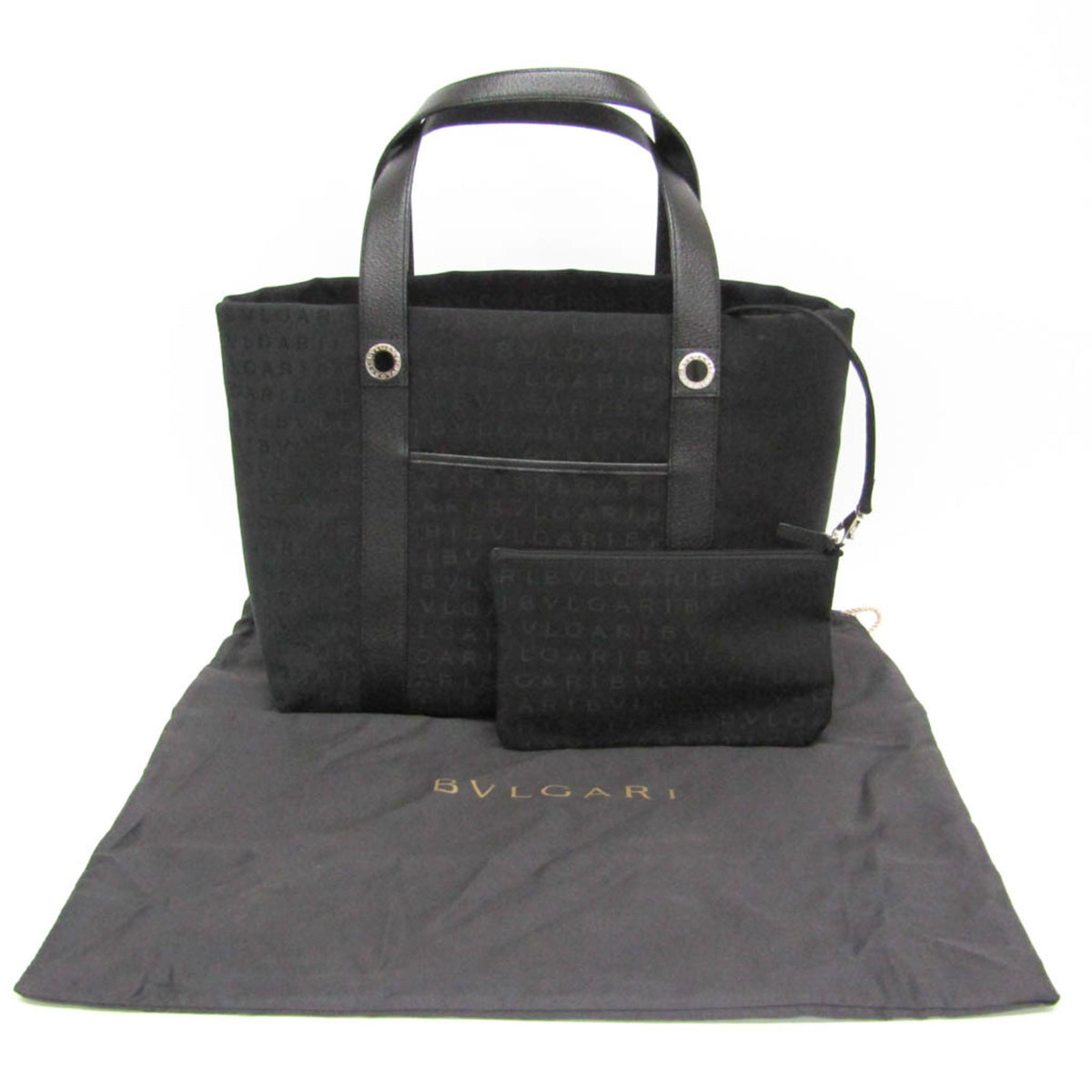 Bvlgari Logomania Canvas Black Canvas Tote Bag Bag (Pre-Owned)