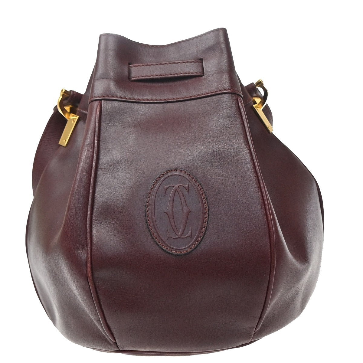 Cartier Must De Cartier Leather Burgundy Leather Shoulder Bag Bag (Pre-Owned)