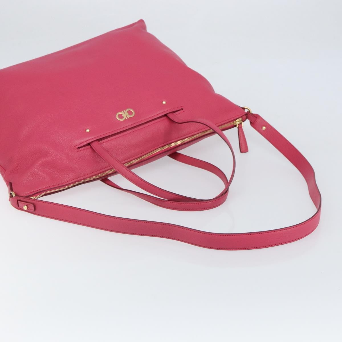Salvatore Ferragamo Gancini Tote Leather Pink Leather Tote Bag Bag (Pre-Owned)
