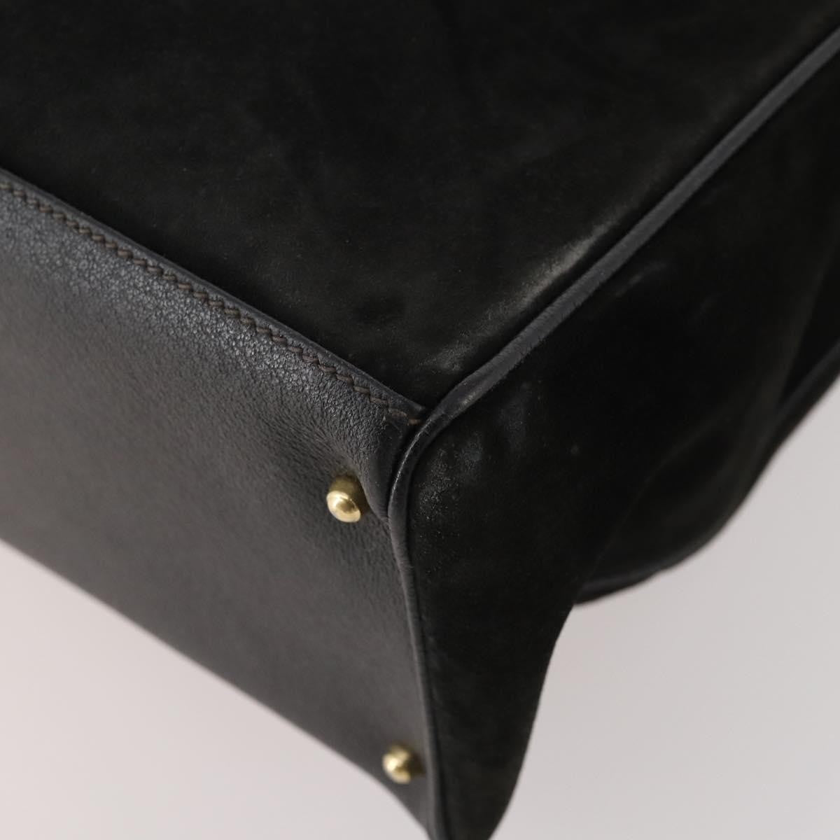 Gucci Vintage Diana Bamboo Top Handle Leather Black Suede Tote Bag Bag (Pre-Owned)