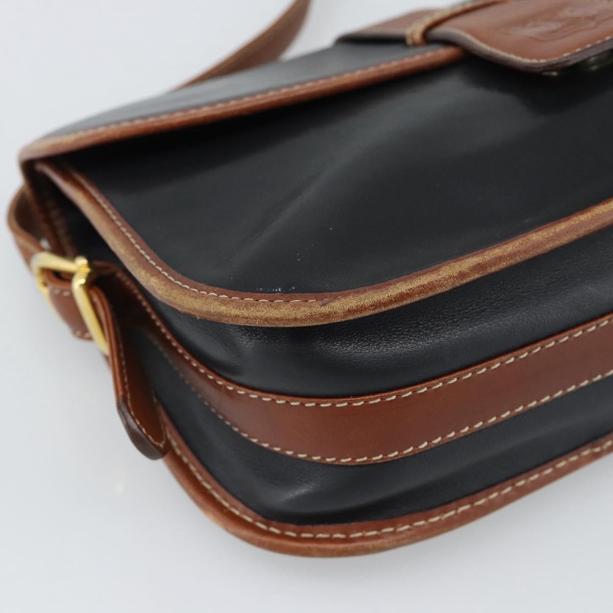 Celine Flap Shoulder Leather Black Leather Shoulder Bag Bag (Pre-Owned)