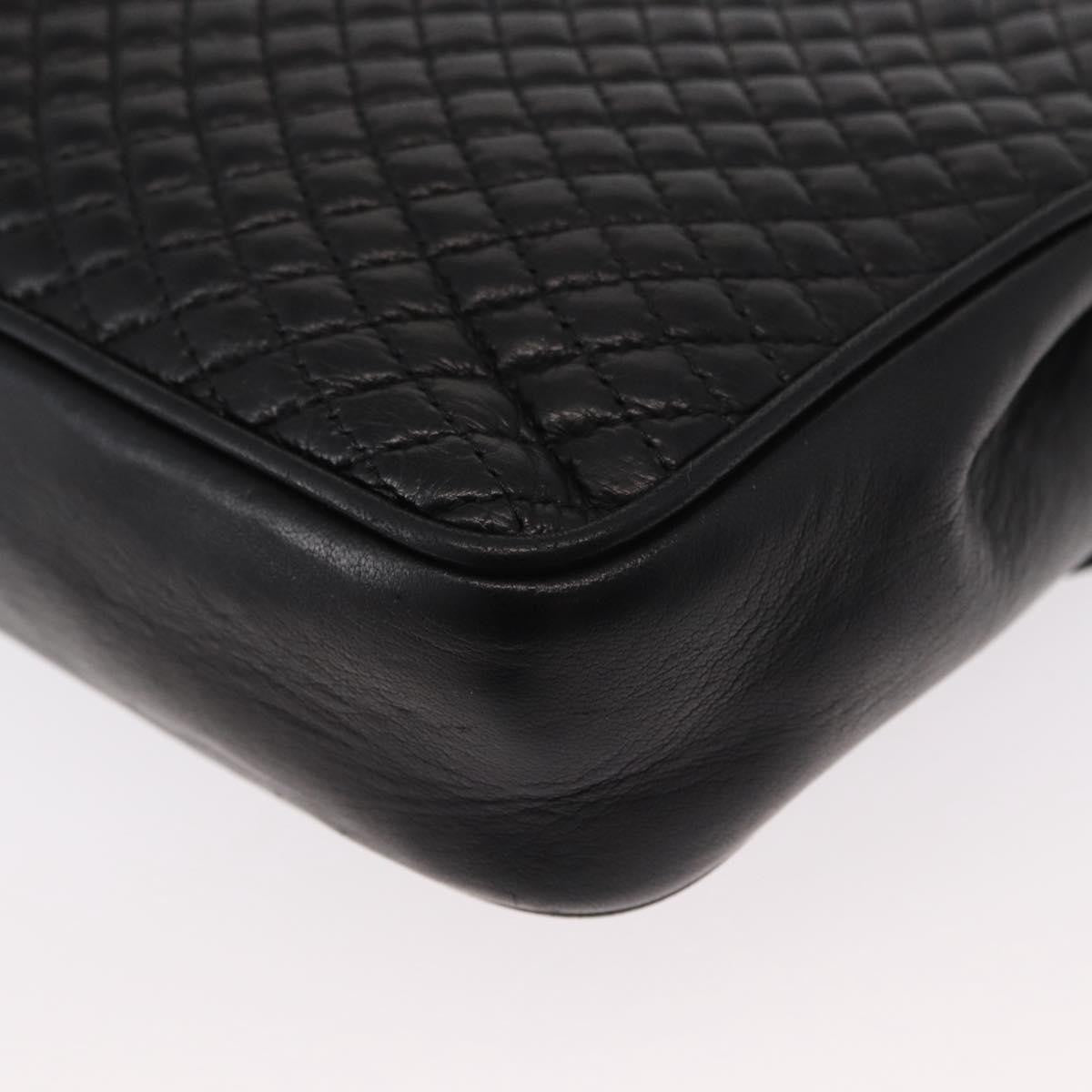 Bally Vintage Chain Quilted Leather Black Leather Shoulder Bag Bag (Pre-Owned)
