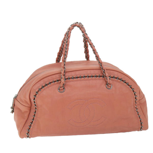 Chanel Boston Pink Leather Travel Bag (Pre-Owned)