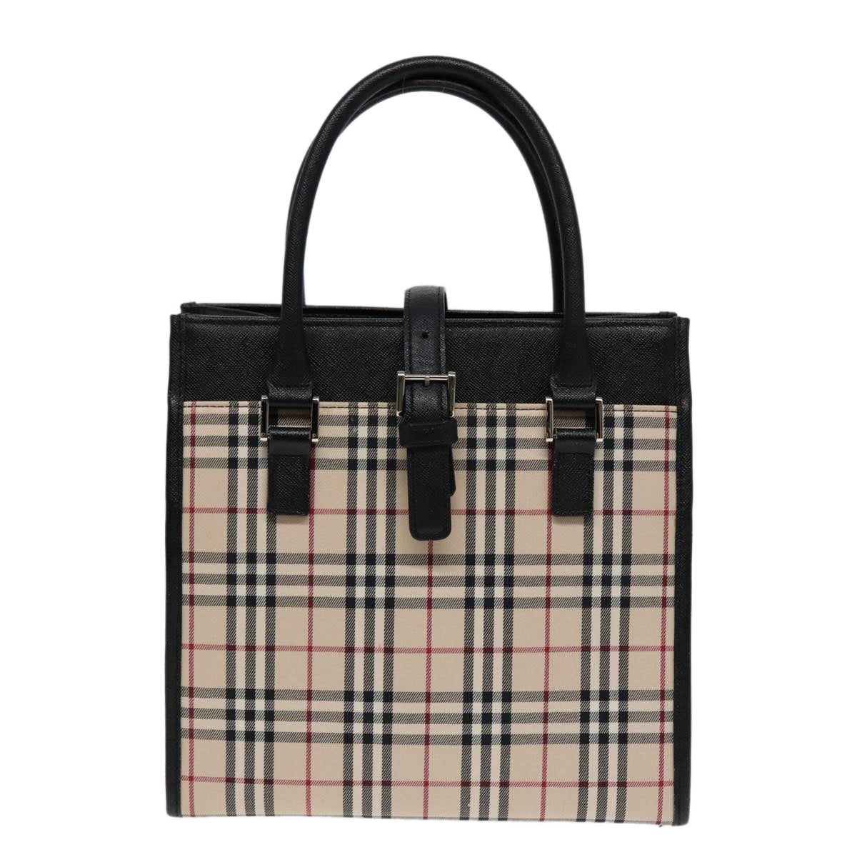 Burberry Nova Check Beige Canvas Handbag (Pre-Owned)