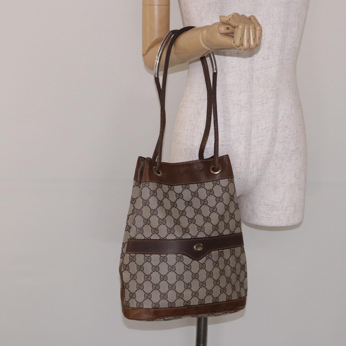 Gucci Gg Canvas Beige Canvas Shoulder Bag (Pre-Owned)