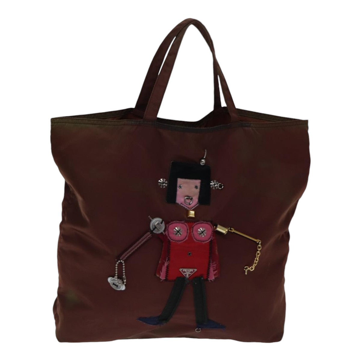 Prada Robot Brown Synthetic Tote Bag (Pre-Owned)