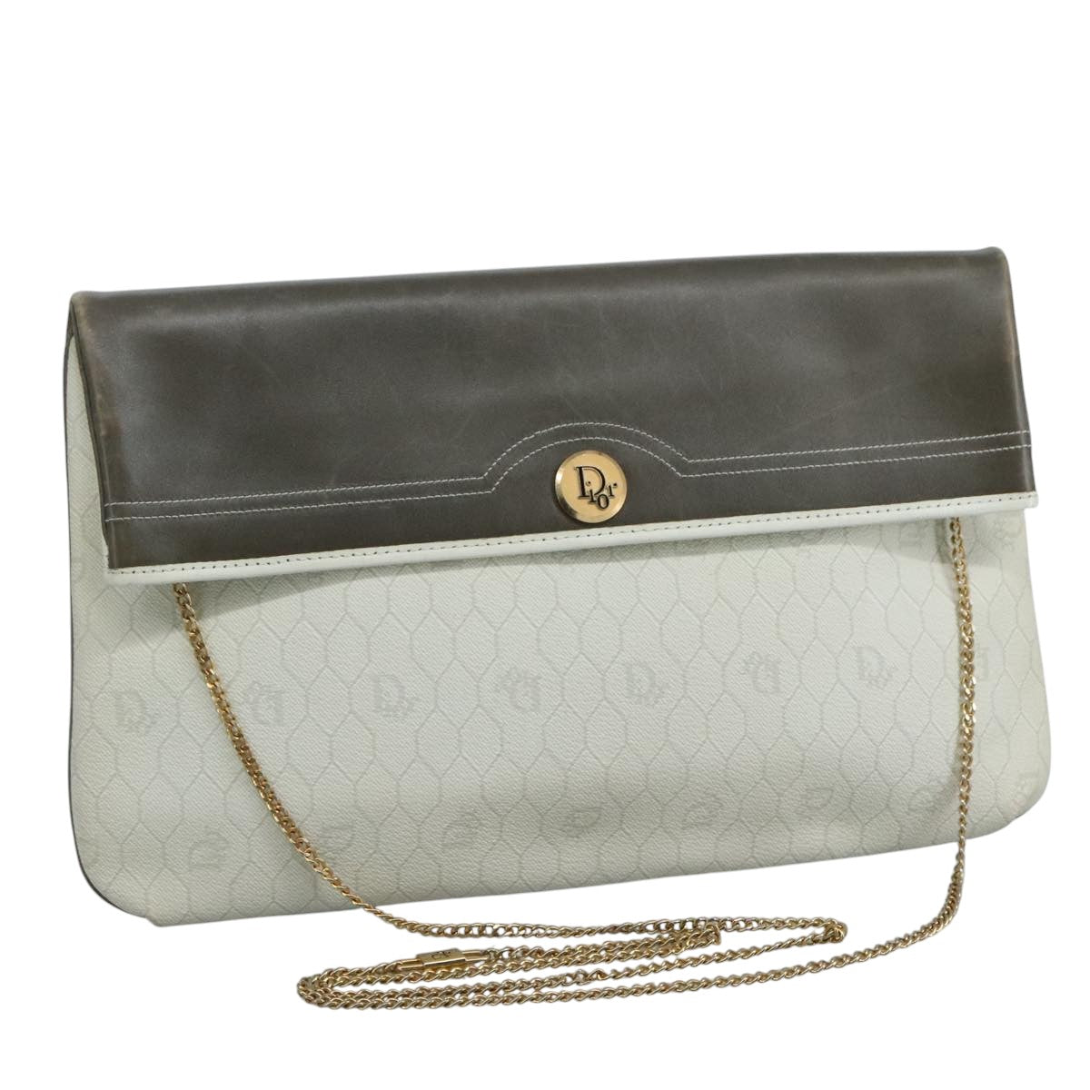 Dior Honeycomb White Canvas Shoulder Bag (Pre-Owned)