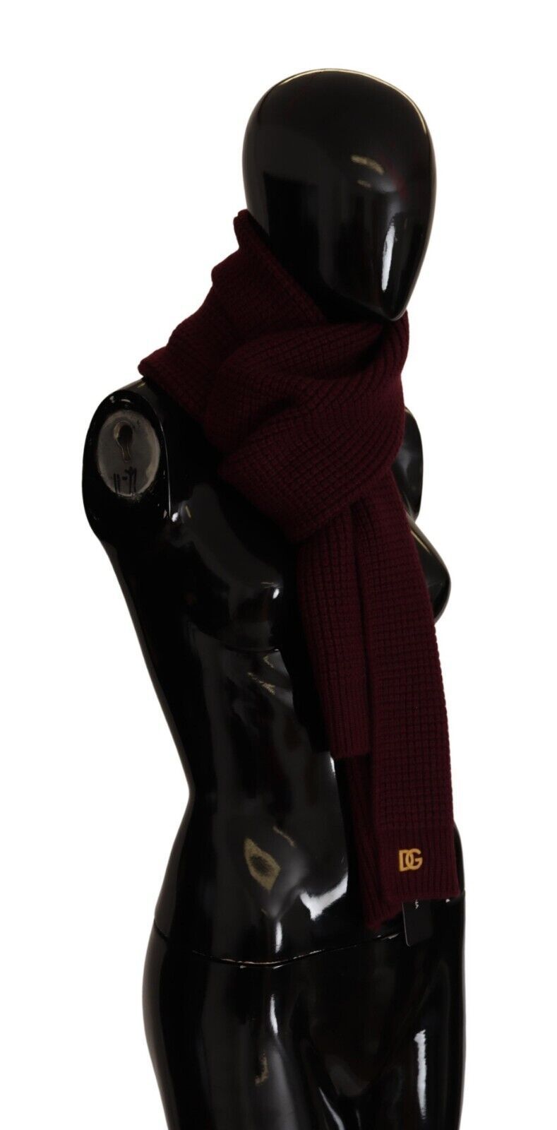 Dolce & Gabbana Dark Red Cashmere Logo Wrap Shawl Knitted Women's Scarf
