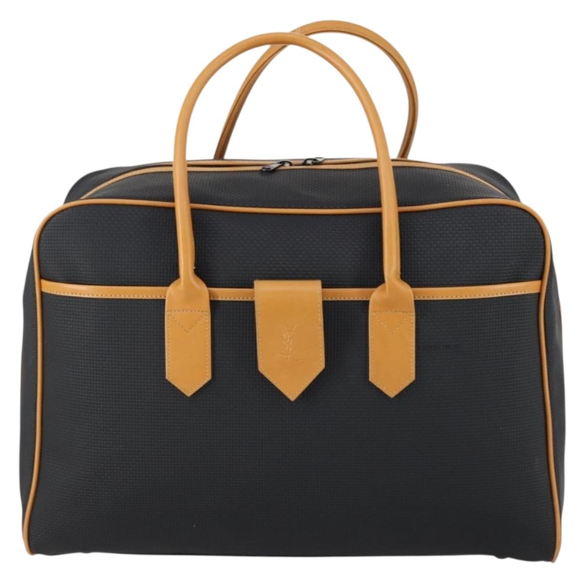 Saint Laurent Vintage Boston Pvc Leather Black Pvc Travel Bag Bag (Pre-Owned)