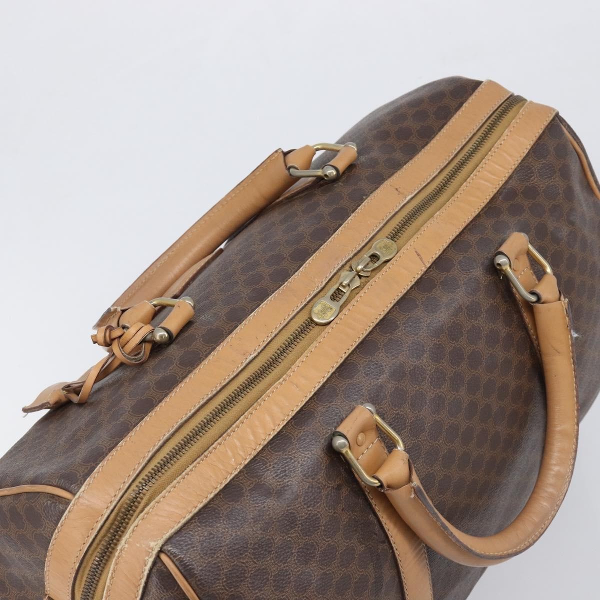 Celine Vintage Duffle Macadam Coated Canvas Brown Canvas Handbag (Pre-Owned)