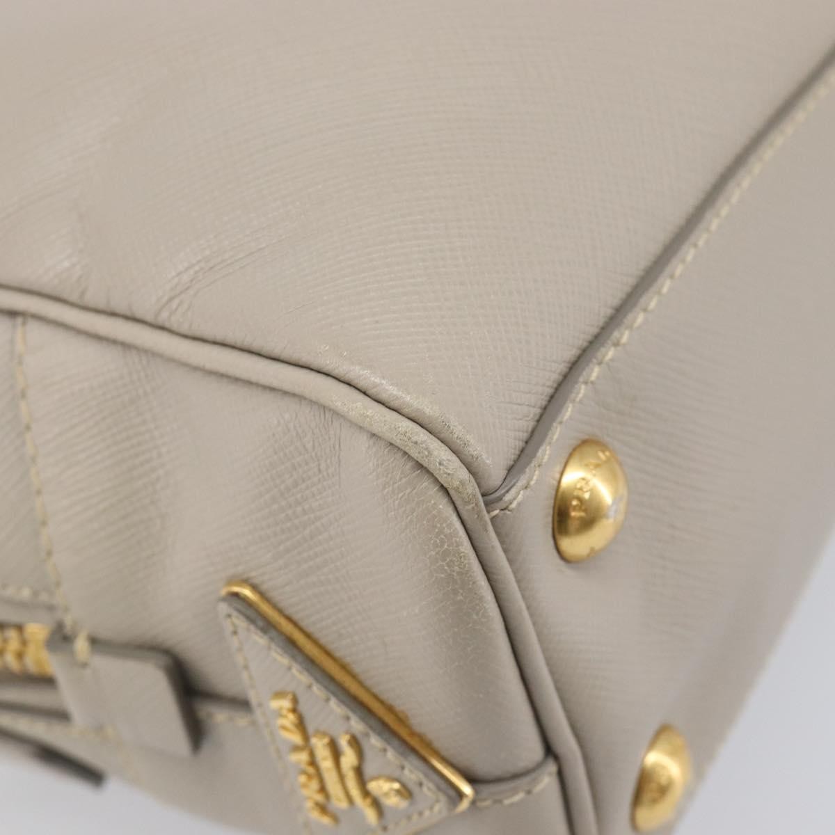 Prada Convertible Bauletto Saffiano Leather Gray Leather Handbag (Pre-Owned)