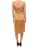 Dolce & Gabbana Elegant Bronze Silk Knee-Length Sheath Women's Dress