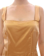 Dolce & Gabbana Elegant Bronze Silk Knee-Length Sheath Women's Dress