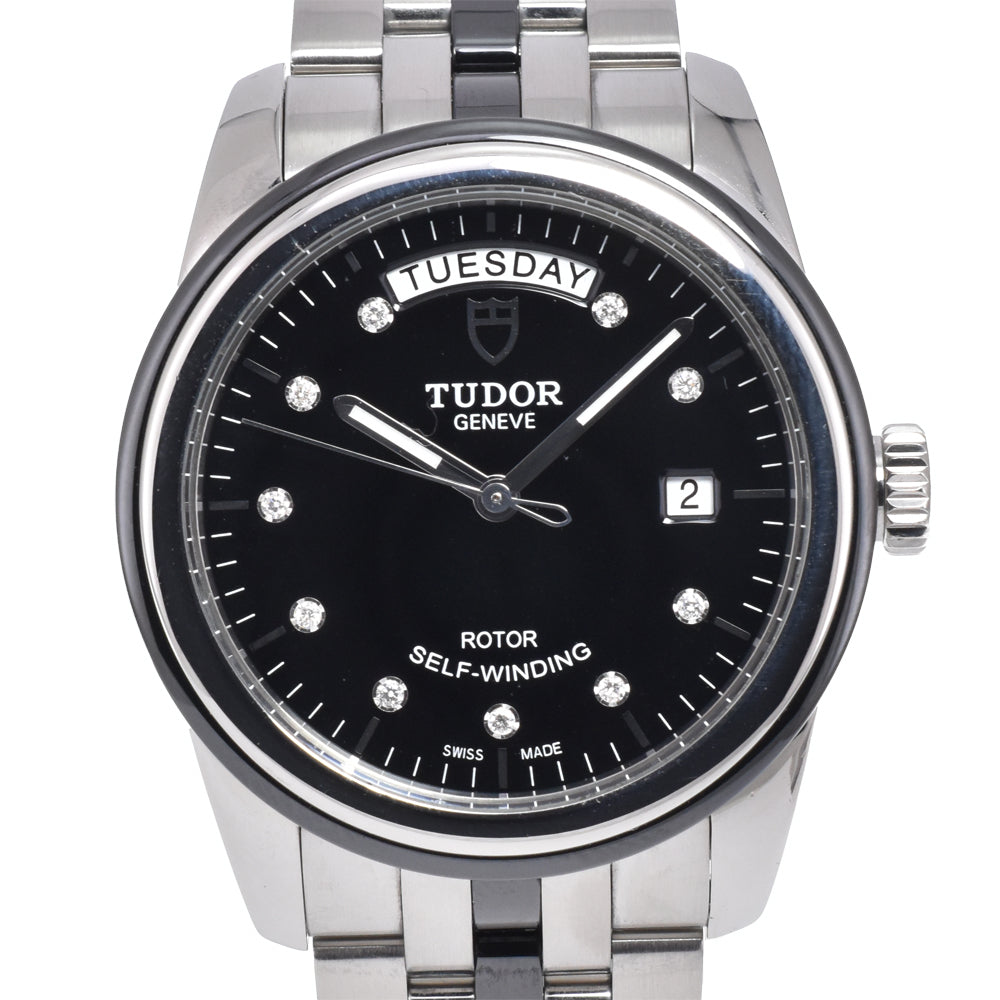 Tudor Glamour Day Date Automatic Stainless Steel With Diamonds Watch (Pre-Owned)
