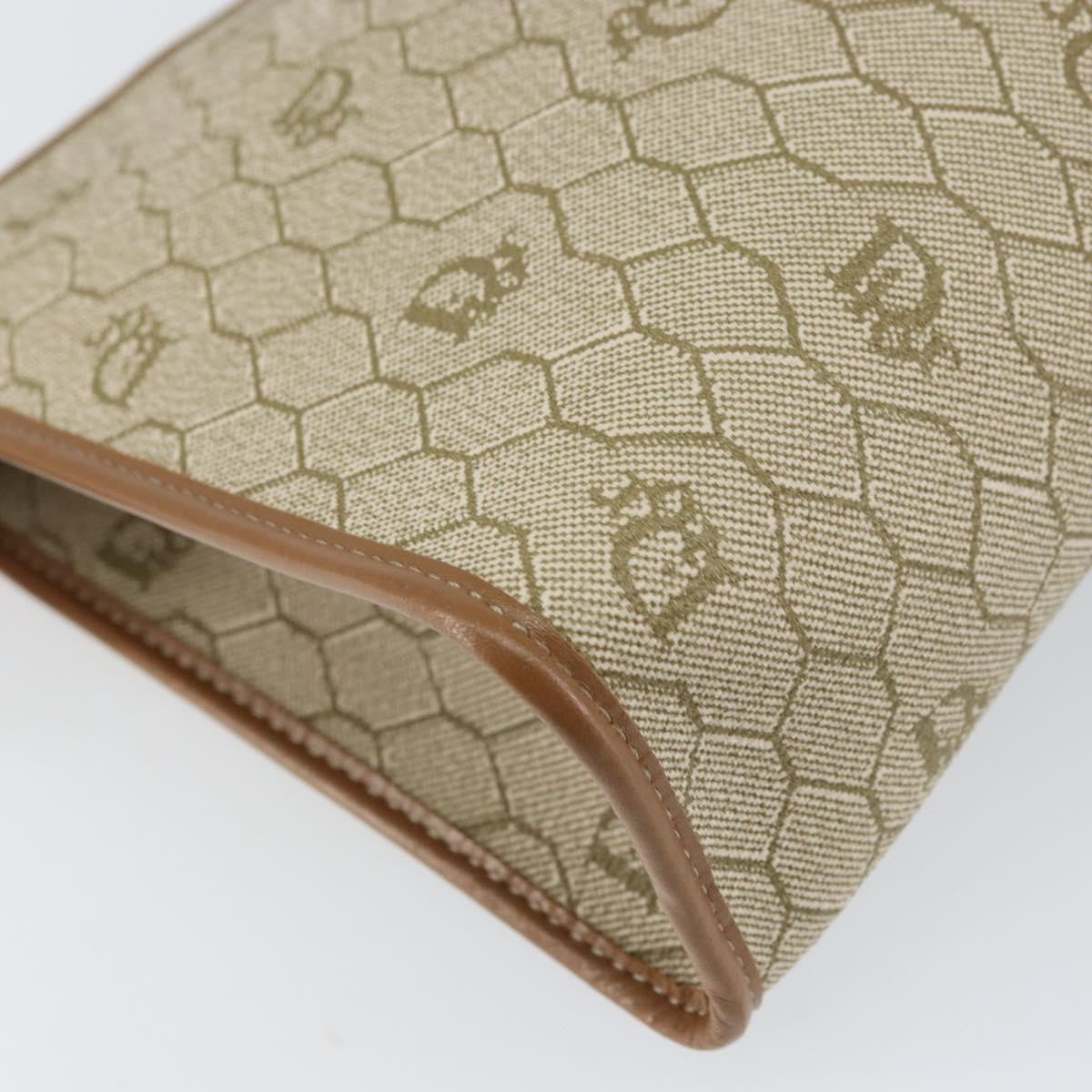Christian Dior Vintage Honeycomb Zip Coated Canvas Beige Canvas Clutche & Pouche Bag (Pre-Owned)