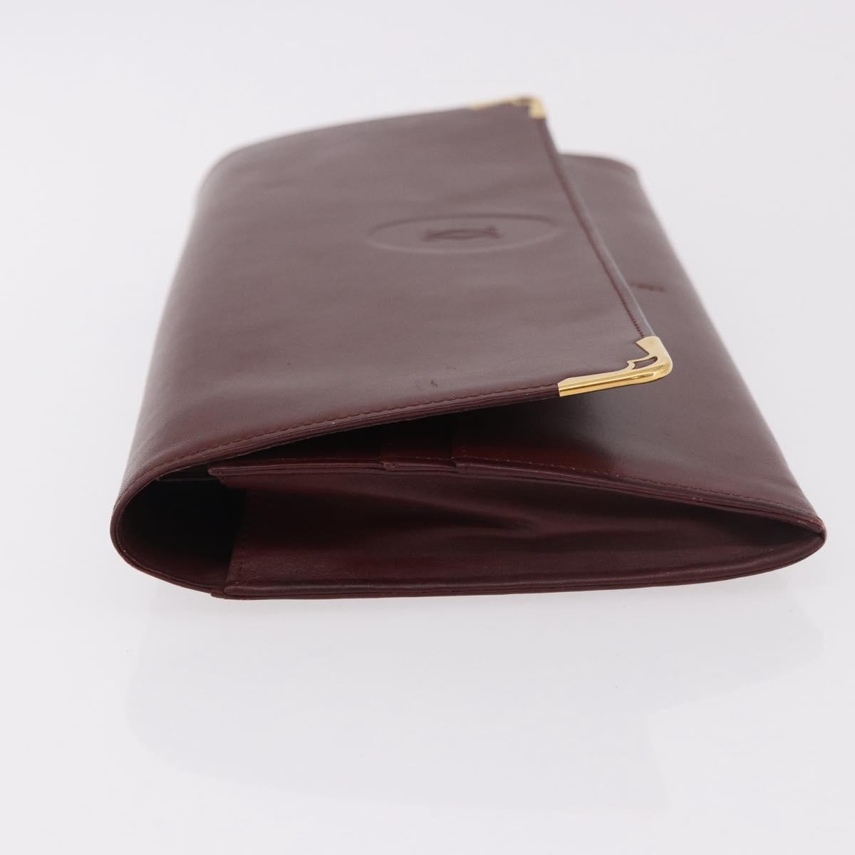 Cartier Must De Cartier Leather Burgundy Leather Clutche & Pouche Bag (Pre-Owned)