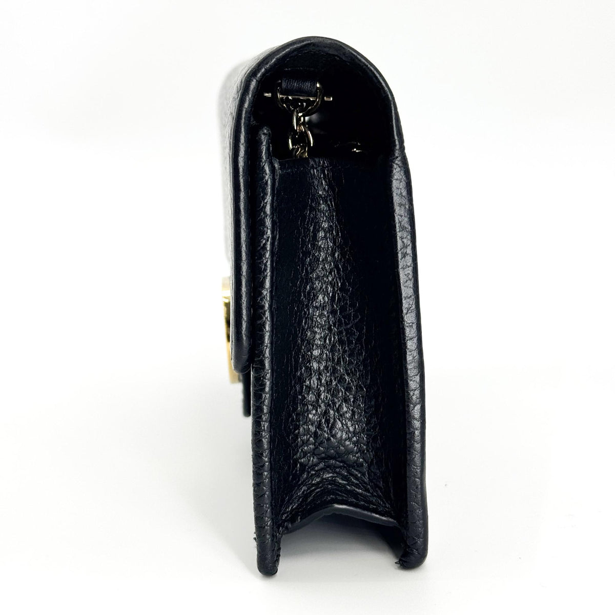 Gucci Interlocking Wallet On Chain Leather Black Leather Shoulder Bag Bag (Pre-Owned)