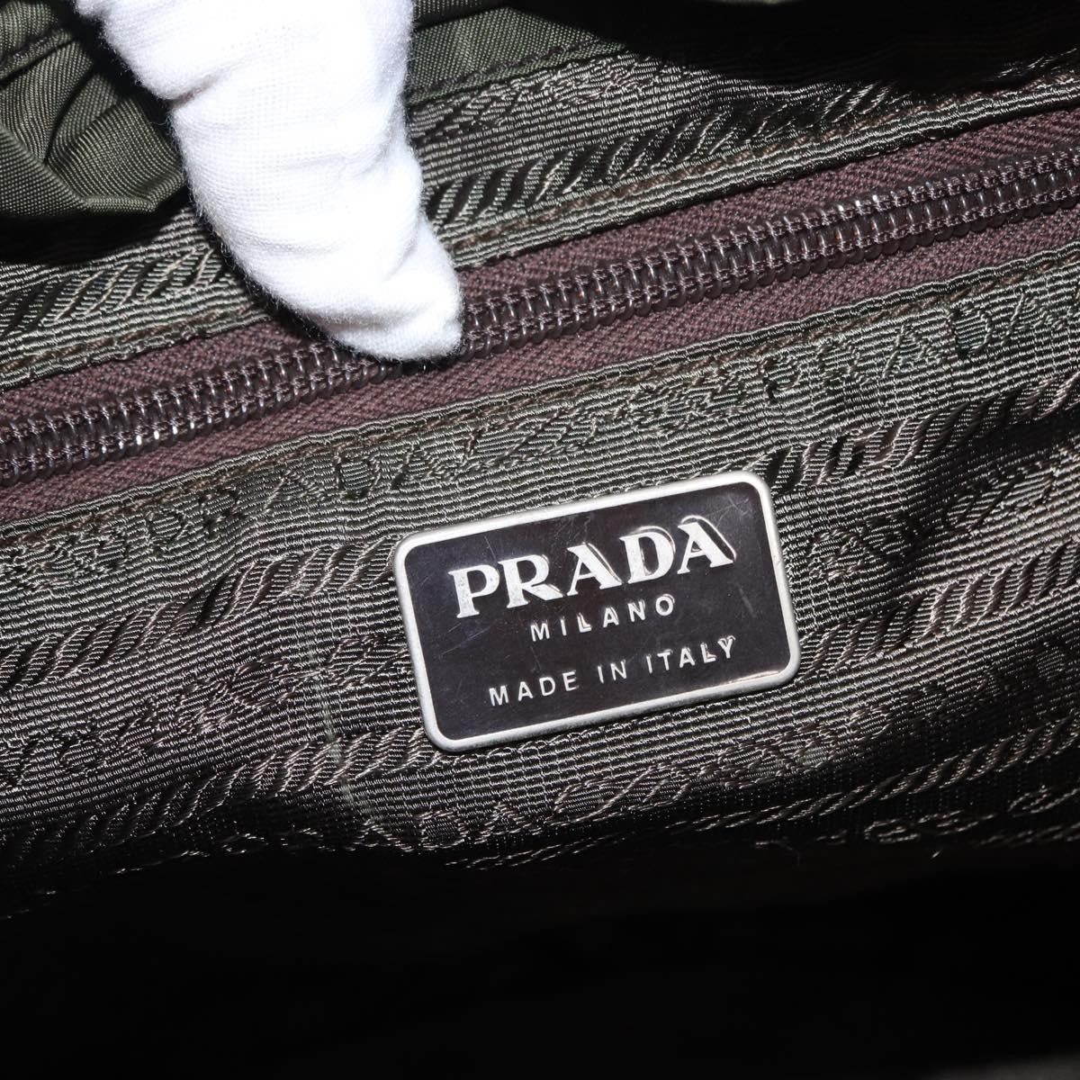 Prada Double Front Pocket Tessuto Khaki Nylon Backpack Bag (Pre-Owned)